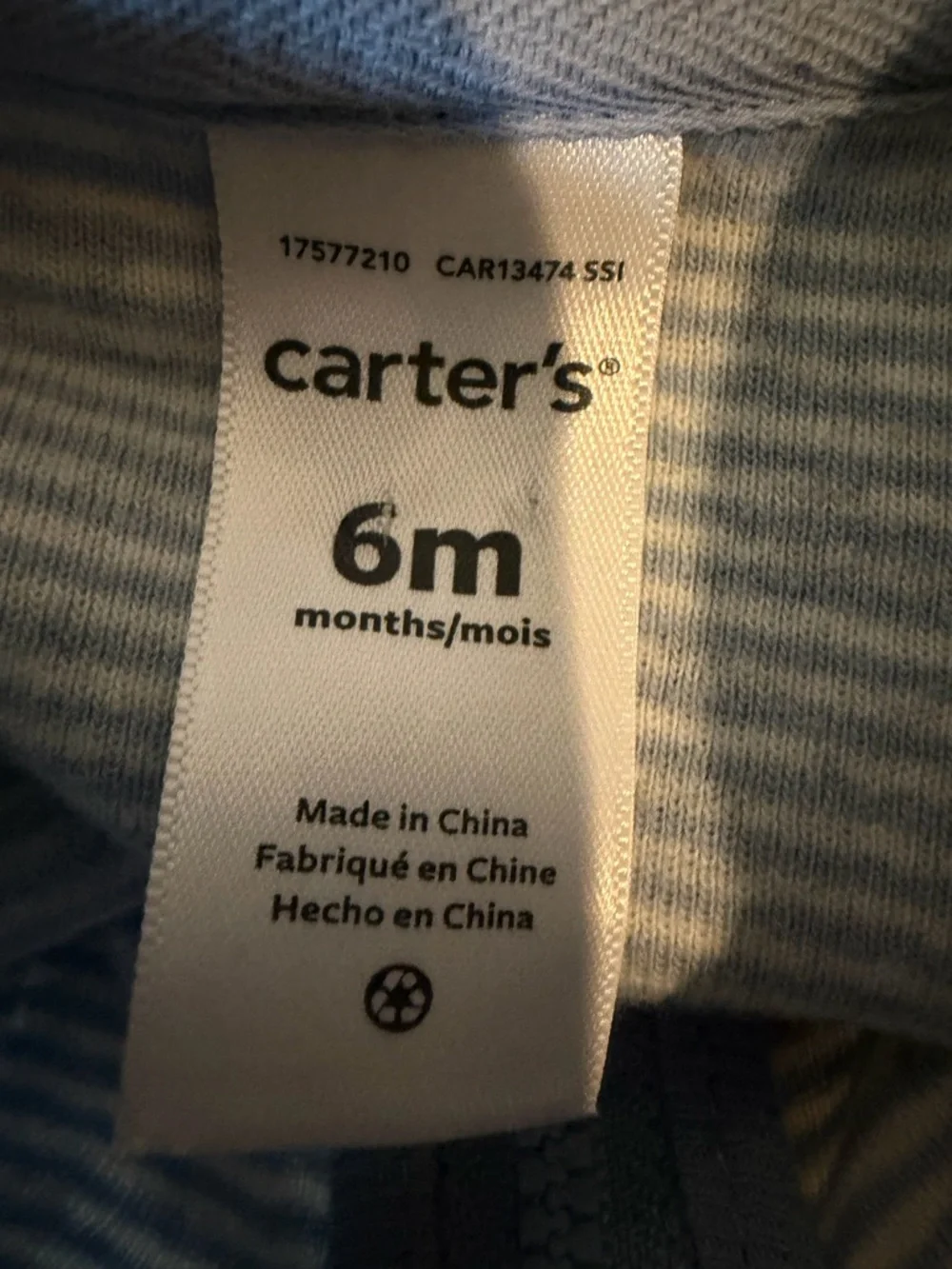 Carter's Baby Boys Blue Hoodie Jacket Size 6 Months
